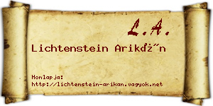 Lichtenstein Arikán névjegykártya